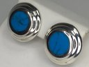 Beautiful 925 / Sterling Silver And Turquoise Button Earrings - Made In  Mexico - About The Size Of Quarter