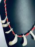 VINTAGE SIGNED BOGUE FAUX CORAL AND SILVER MOTHER OF PEARL NECKLACE