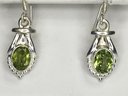 Wonderful Brand New Sterling Silver / 925 Earrings With Very Pretty Peridot - New Never Worn - NICE !