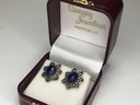 Very Pretty 925 / Sterling Silver Earrings With Lapis Lazuli - Very Nice - Brand New Never Worn - VERY NICE !