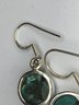 Lovely 925 / Sterling Silver Earrings With Green Turquoise - Highly Polished - Brand New Never Worn !
