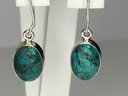 Wonderful Brand New 925 / Sterling Silver Earrings With Green Moss Agate - New Never Worn - Brand New !