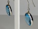 Veyr Pretty Sterling Silver / 925 Earrings With Faceted Aquamarine - Very Pretty - Brand New - Never Worn !