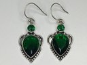 Fantastic Brand New 925 / Sterling Silver Earrings With Teardrop Chrome Diopside - Very Nice - New Never Worn