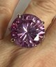 BIG AND BEAUTIFUL SIGNED STERLING SILVER 3/4' PINK SAPPHIRE GEMSTONE