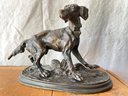 Small Vintage Bronze Dog Statue By P.J Mene  4' Tall