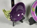 Hand Painted Olfaire Eggplant & Asparagus Serving Dishes