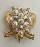VINTAGE GOLD TONE AURORA AND FAUX PEARL BUG BROOCH