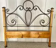 Queen Sized Iron And Wood Headboard And Footboard 60' X 4' X 59'.