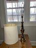 Quality Vintage Antiqued Brass Table Lamp With Shade. Works As It Should. 1 Of 2.