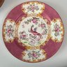 A Set Of 10 Antique Minton Cockatrice Pink China Dessert Plates