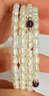 14K GOLD PEARL AND AMETHYST COIL WRAP BRACELET EXPANDABLE