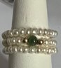 14K GOLD PEARL AND JADE COIL RING