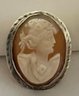 VINTAGE STERLING SILVER SHELL CAMEO BROOCH