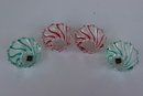 Four Mikasa Holiday Classics Red Swirl And Green Swirl 4 Inch Votives