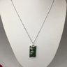 Fabulous 925 / Sterling Silver Necklace With Jade Bamboo Pendant - Very Pretty Piece With 20'