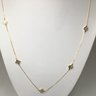 Stunning Van Cleef / Alhambra Style Sterling With 14K Gold Overlay 28' Necklace With Mother Of Pearl - Nice !