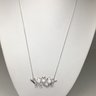 Fabulous Brand New Sterling / 925 Necklace With Adorable Bird Pendant Encrusted With White Zircons / Onyx Eyes
