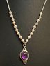 VINTAGE STERLING SILVER AMETHYST AND PEARL NECKLACE