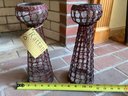 Wrapped Handmade Glass Rattan Collection Candle Holders