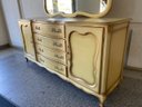 Vintage Mid 20th Century French Provincial 10 Drawer Dresser W/ Detached Mirror