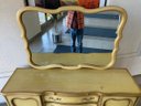 Vintage Mid 20th Century French Provincial 10 Drawer Dresser W/ Detached Mirror