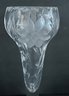 Antique Brilliant American Cut Glass Floral Etched 8.5' Vase Saw Tooth Edges No Issues