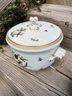 Vintage Herend Bird & Butterfly Lidded Ice Bucket With Gold Trim #6303