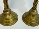 Pair Of Large Brass Candle Holders