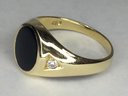 Incredible Vintage Mans Ring - All Solid 10K Gold With Onyx & Diamond - Very Nice CLASSIC Style - NICE !