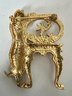 GOLD TONE CAT STANDING BY FISHBOWL BROOCH