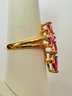 SIGNED ROSS SIMONS GOLD OVER STERLING SILVER PINK SAPPHIRE RING