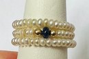 14K GOLD PEARL AND BLUE SAPPHIRE COIL RING