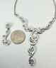 SIGNED COOKIE LEE SILVER TONE RHINESTONE DANGLE NECKLACE AND EARRING SET