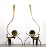 Pair Donald Deskey Style Brass Modernist Andirons - Mid Century Modern