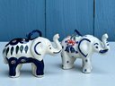 Handmade Polish Pottery Elephant Ornaments UNIKAT Signed