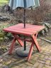 A Charming Little Redwood Dining Table With Umbrella