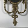 Wonderful Pair Of Vintage French Style Brass Mirror Back Wall Sconces - Very Pretty Pair - With Black Candles