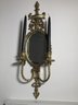Wonderful Pair Of Vintage French Style Brass Mirror Back Wall Sconces - Very Pretty Pair - With Black Candles