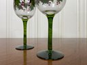 Pair - Hand Painted Wine Glasses