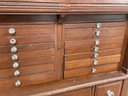 An Antique Paneled Mahogany Apothecary Or Dental Cabinet With Original Glass Knobs