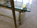 Heavy Brass Beveled Glass Top Coffee Table