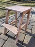 Cute Two Wood Step Stool With Distressed Pink Paint.