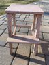 Cute Two Wood Step Stool With Distressed Pink Paint.