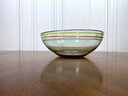 Gorgeous Hand Blown Tri Color Pinstriped Bowl With Pontil