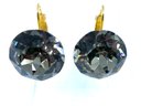 Vintage Large Goldtone & Faceted Smokey Stone Studs By Vogue - Signed