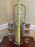 Vintage 50' Pump Decanter And Shot Glass Set.  16' Tall