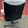 A White Leather Adjustable Desk Chair - Good Looking Contrast Seams
