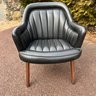 An Adrian Pearsall 60s Vinyl -Channel Seat Back -Contrast Stitch - Chair With Walnut Legs