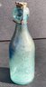 Antique MERRIAM SCHREIBER Aqua Blue Blob Top Brewing Bottle